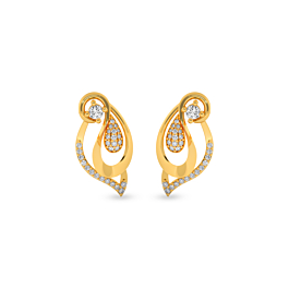 Abstract Paisley Shaped Gold Earrings