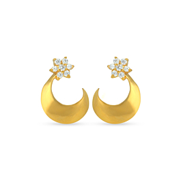 Fantastic Half Moon and Star Gold Earrings