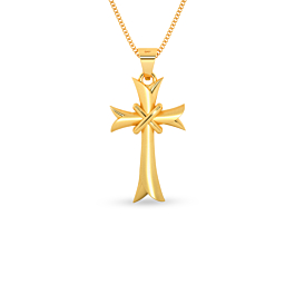 Sleek Holy Cross Gold Pendant