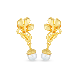 Incredible Floral Pearl Drop Gold Earrings