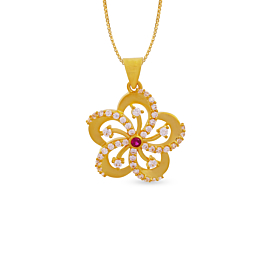 Sparkle Flower Design Gold Pendant