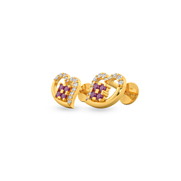 Glinting Fancy Heart Gold Earrings