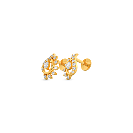Ravishing White Stone Gold Earrings