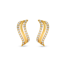 Cute Parallel Stones Gold Earrings
