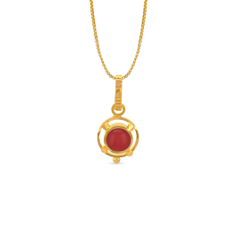Charming Red Coral Pearl Gold Pendant