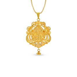 Classic Beaded With Goddess Lakshmi Gold Pendant
