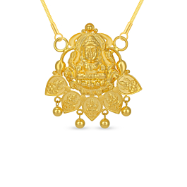 Traditional Leaf Drop Lakshmi Gold Pendant