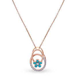 Appealing Blue Floral Diamond Necklace - Aziraa Collection