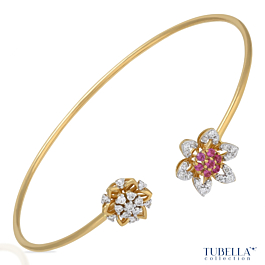 Adorable Floral Diamond Cuff Bracelet - Tubella Collection