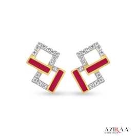 Glossy Square Stoned Diamond Earrings - Aziraa Collection