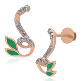 Shimmering Leaf Pattern Diamond Earrings - Aziraa Collection
