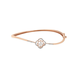 Lustrous Floral Diamond Bracelet-EF IF VVS-18kt Rose Gold-5.5-