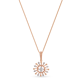 Radiant Floral Diamond Necklace-EF IF VVS-18kt Rose Gold-