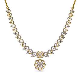 Charming Floral Diamond Necklace-EF IF VVS-18kt Rose Gold-