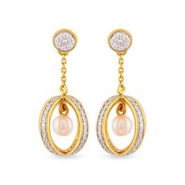 Shimmering Circular Pearl Diamond Earrings - Invogue Collection