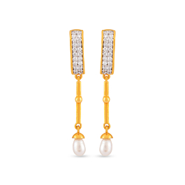 Modern Dangling Pearl Diamond Earrings - Invogue Collection