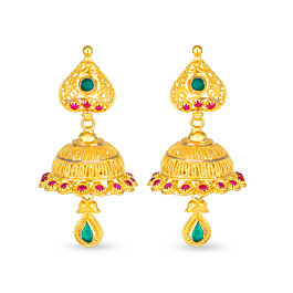 Splendid Creeper Design Jhumka Gold Earrings