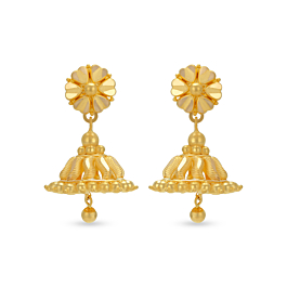 Fancy Heartin Floral Gold Earrings