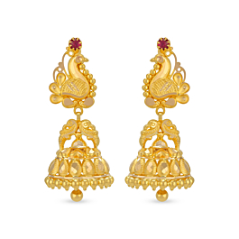 Glorious Peacock Gold Earrings