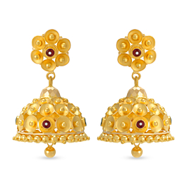 Radiant Beaded Jhumkas Gold Earrings