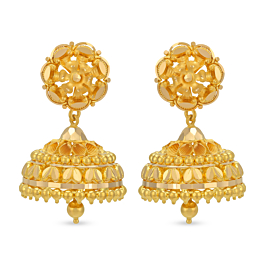Glossy Floral Gold Earrings