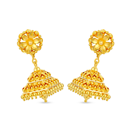 Adorable Fancy Floral Gold Earrings