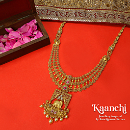 Ethereal Empyrean Elephant Pearl Gold Necklace-Kaanchi Collection
