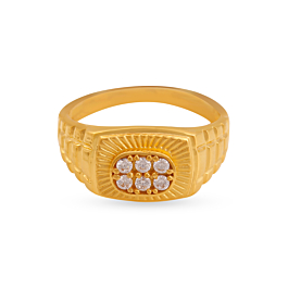 Scintillating Textured Rays Gold Ring