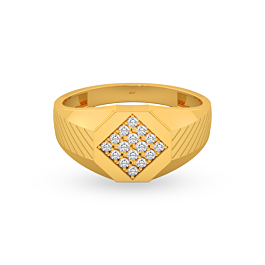 Ornate Cross Ribbed Gold Ring