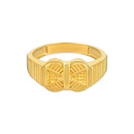 Men's 22KT Gold Ring with Bold Striped Design