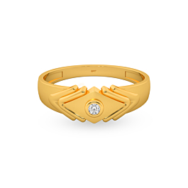 Ravishing Single Stone with Diamond Pattern Gold Ring