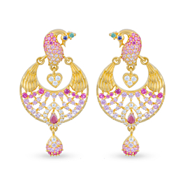 Vibrant Peacock Gold Earrings