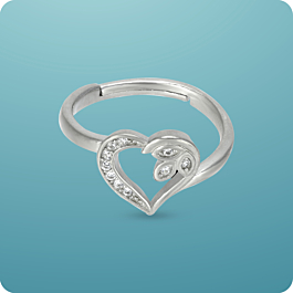 Refulgent Glint Stone heartin Silver Ring