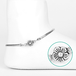 Devoted to Beauty Floral Silver Anklets