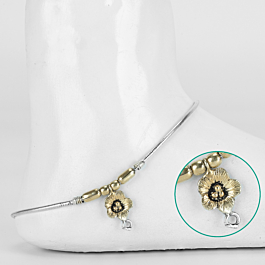Passion of Golden Flowers Charm Silver Anklets 