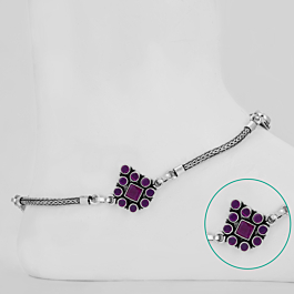 Attractive Stone Silver Anklets