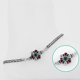 Dashing Floral Silver Anklets
