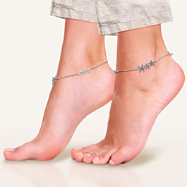 Charming Floral Silver Anklets