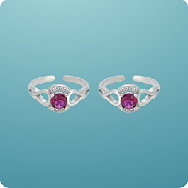 Marvelous Pink Stone Silver Toe Rings