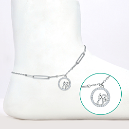 Ornate Concentric Circle Silver Anklets - Valentine Collection
