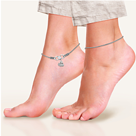 Sassy V Pattern Silver Anklets