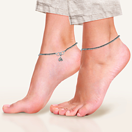 Lustrous Beaded Silver Anklets