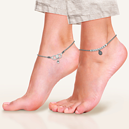 Radiant Dew Drop Silver Anklets