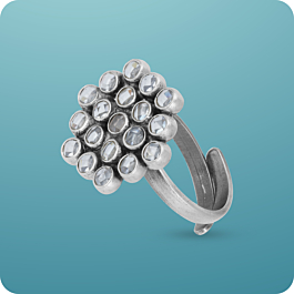 Artistic Floral Adjustable Silver Ring