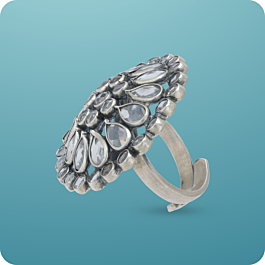 Bountiful Floral Adjustable Silver Ring