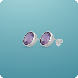 Alluring Purple Stone Silver Earrings