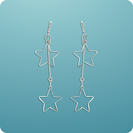 Stylish Star Dangle Silver Earrings