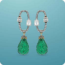 Attractive Green Stone Silver Earrings