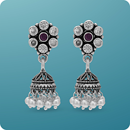 Alluring Pearl with Stone Silver Earrings