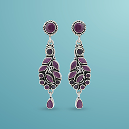 Attractive Ruby Stone Silver Earrings